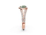 Rose gold Fancy Green Heart Cut Diamond Split Shank Halo Ring with Four-Prong Setting_24