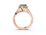 Rose gold Fancy Green Heart Cut Diamond Split Shank Halo Ring with Four-Prong Setting_25