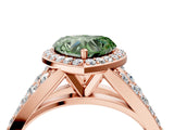 Rose gold Fancy Green Heart Cut Diamond Split Shank Halo Ring with Four-Prong Setting_26