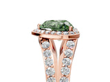 Rose gold Fancy Green Heart Cut Diamond Split Shank Halo Ring with Four-Prong Setting_27