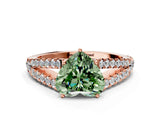 Rose gold Fancy Green Heart Cut Diamond Split Shank Pavé Engagement Ring with Four-Prong Setting_17