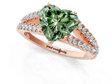 Rose gold Fancy Green Heart Cut Diamond Split Shank Pavé Engagement Ring with Four-Prong Setting_18