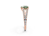 Rose gold Fancy Green Heart Cut Diamond Split Shank Pavé Engagement Ring with Four-Prong Setting_19