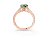 Rose gold Fancy Green Heart Cut Diamond Split Shank Pavé Engagement Ring with Four-Prong Setting_20