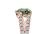 Rose gold Fancy Green Heart Cut Diamond Split Shank Pavé Engagement Ring with Four-Prong Setting_22