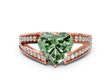 Rose gold Fancy Green Heart Cut Diamond Split Shank Ring with Pavé Band and Four-Prong Setting_17