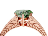 Rose gold Fancy Green Heart Cut Diamond Split Shank Ring with Pavé Band and Four-Prong Setting_21