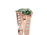 Rose gold Fancy Green Heart Cut Diamond Split Shank Ring with Pavé Band and Four-Prong Setting_22