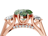 Rose gold Fancy Green Heart Cut Diamond Three-Stone Engagement Ring with Prong Setting and Pavé Band_4