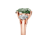 Rose gold Fancy Green Heart Cut Diamond Three-Stone Engagement Ring with Prong Setting and Pavé Band_5