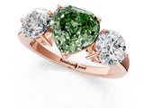 Rose gold Fancy Green Heart Cut Diamond Three-Stone Ring with Prong Setting and Classic Band_35
