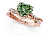 Rose gold Fancy Green Heart  Cut Diamond Twist Band Solitaire with Prong Setting_1