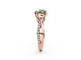 Rose gold Fancy Green Heart  Cut Diamond Twist Band Solitaire with Prong Setting_2