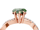 Rose gold Fancy Green Heart  Cut Diamond Twist Band Solitaire with Prong Setting_4