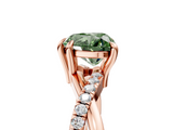 Rose gold Fancy Green Heart  Cut Diamond Twist Band Solitaire with Prong Setting_5