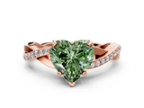 Rose gold Fancy Green Heart  Cut Diamond Twisted Band Engagement Ring with Prong Setting_3