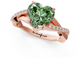 Rose gold Fancy Green Heart  Cut Diamond Twisted Band Engagement Ring with Prong Setting_4