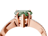 Rose gold Fancy Green Heart  Cut Diamond Twisted Band Engagement Ring with Prong Setting_7
