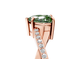 Rose gold Fancy Green Heart  Cut Diamond Twisted Band Engagement Ring with Prong Setting_8