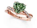 Rose gold Fancy Green Heart  Cut Diamond Twisted Band with Pavé Setting and Four-Prong Setting_1