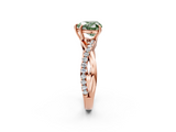 Rose gold Fancy Green Heart  Cut Diamond Twisted Band with Pavé Setting and Four-Prong Setting_2