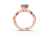 Rose gold Fancy Green Heart  Cut Diamond Twisted Band with Pavé Setting and Four-Prong Setting_3