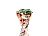 Rose gold Fancy Green Heart  Cut Diamond Twisted Band with Pavé Setting and Four-Prong Setting_5