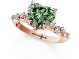 Rose gold Fancy Green Heart  Cut Diamond Vine Band with Four-Prong Setting_1