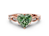 Rose gold Fancy Green Heart  Cut Diamond with Milgrain Marquise and Bezel Accents on a Solitaire Band with Prong Setting
