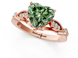 Rose gold Fancy Green Heart  Cut Diamond with Milgrain Marquise and Bezel Accents on a Solitaire Band with Prong Setting_1