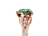 Rose gold Fancy Green Heart  Cut Diamond with Milgrain Marquise and Bezel Accents on a Solitaire Band with Prong Setting_5