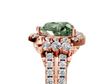 Rose gold Fancy Green Heart  Cut Double Halo Diamond Engagement Ring with Pave Band and Four-Prong Setting_48