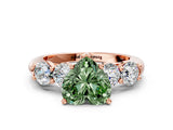 Rose gold Fancy Green Heart  Cut Five-Stone Prong Set Diamond Ring with Classic Band_29