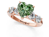Rose gold Fancy Green Heart  Cut Five-Stone Prong Set Diamond Ring with Classic Band_30