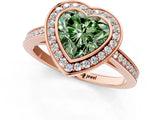 Rose gold Fancy Green Heart Cut Halo Bezel Diamond Pave Band Ring_1