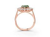 Rose gold Fancy Green Heart Cut Halo Cluster Diamond Ring with Pave Band and Four-Prong Setting_15