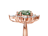 Rose gold Fancy Green Heart Cut Halo Diamond Cluster Ring with Marquise and Round Stones on a White Gold Band with Prong Setting_5
