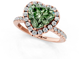 Rose gold Fancy Green Heart  Cut Halo Diamond Engagement Ring with Pave Band and Four-Prong Setting_1