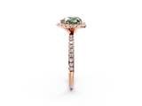 Rose gold Fancy Green Heart  Cut Halo Diamond Engagement Ring with Pave Band and Four-Prong Setting_2