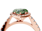 Rose gold Fancy Green Heart  Cut Halo Diamond Engagement Ring with Pave Band and Four-Prong Setting_4
