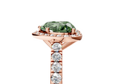 Rose gold Fancy Green Heart  Cut Halo Diamond Engagement Ring with Pave Band and Four-Prong Setting_5