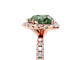 Rose gold Fancy Green Heart  Cut Halo Diamond Engagement Ring with Pave Band and Four-Prong Setting_5