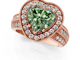 Rose gold Fancy Green Heart Cut Halo Diamond Engagement Ring with Pave Split Shank and Four-Prong Setting_1