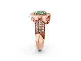 Rose gold Fancy Green Heart Cut Halo Diamond Engagement Ring with Pave Split Shank and Four-Prong Setting_2