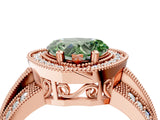 Rose gold Fancy Green Heart Cut Halo Diamond Engagement Ring with Pave Split Shank and Four-Prong Setting_4