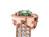 Rose gold Fancy Green Heart Cut Halo Diamond Engagement Ring with Pave Split Shank and Four-Prong Setting_5