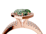 Rose gold Fancy Green Heart  Cut Halo Diamond Engagement Ring with Split Shank and Four-Prong Setting_4