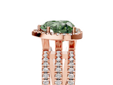 Rose gold Fancy Green Heart  Cut Halo Diamond Engagement Ring with Split Shank and Four-Prong Setting_5