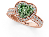 Rose gold Fancy Green Heart  Cut Halo Diamond Pave Band Ring with Four-Prong Setting_1