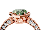 Rose gold Fancy Green Heart  Cut Halo Diamond Pave Band Ring with Four-Prong Setting_4